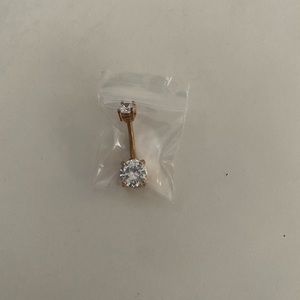 🆕 Rose Gold Prong Set Double Cubic Zirconia Belly Ring
